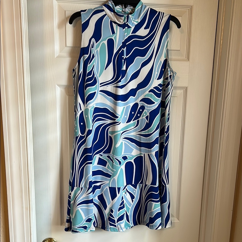 La mer luxe-Blue Patterned Dress-Sz M